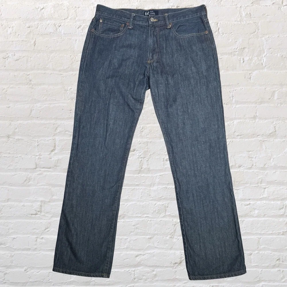 Gap Mens Straight Leg Jeans 34x32 Dark Blue Denim Classic Fit Casual 100% Cotton